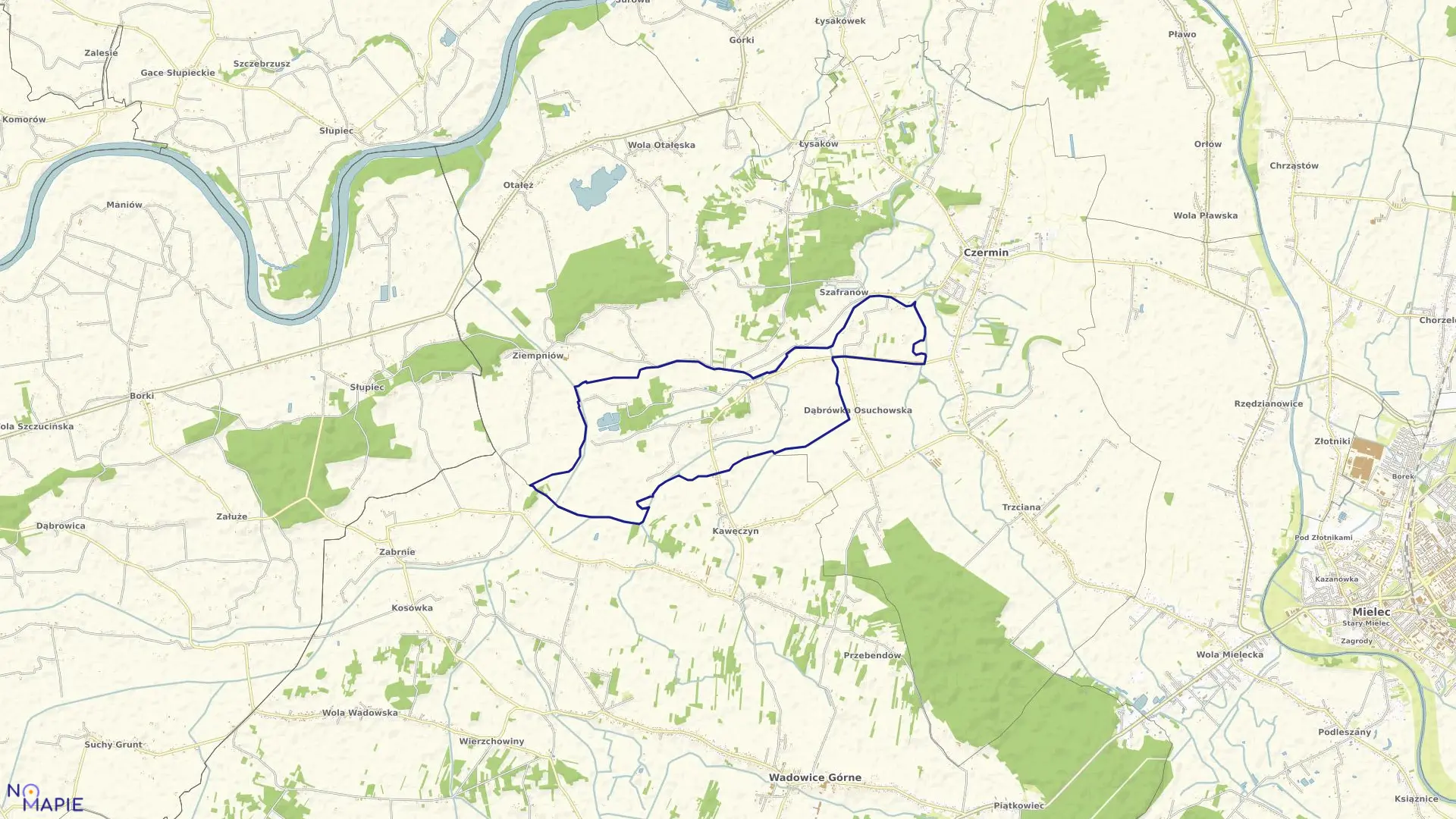 Mapa obrębu Breń Osuchowski w gminie Czermin