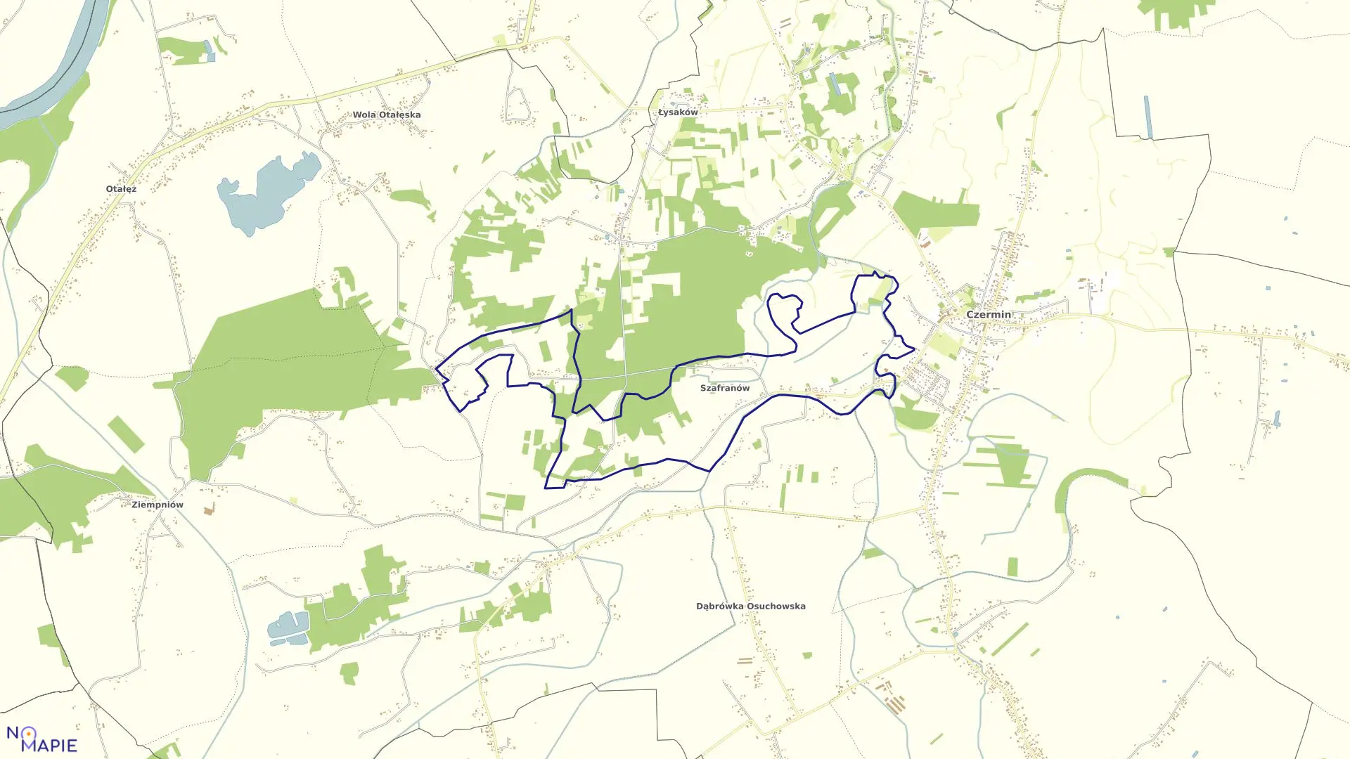 Mapa obrębu Szafranów w gminie Czermin